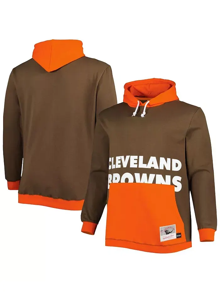 Мужская большая и высокая худи с крупным принтом Cleveland Browns — изображение 1 из 3, оранжевый