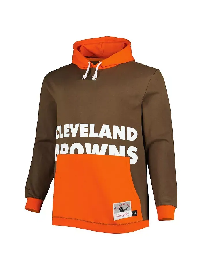 Мужская большая и высокая худи с крупным принтом Cleveland Browns — изображение 3 из 3, оранжевый