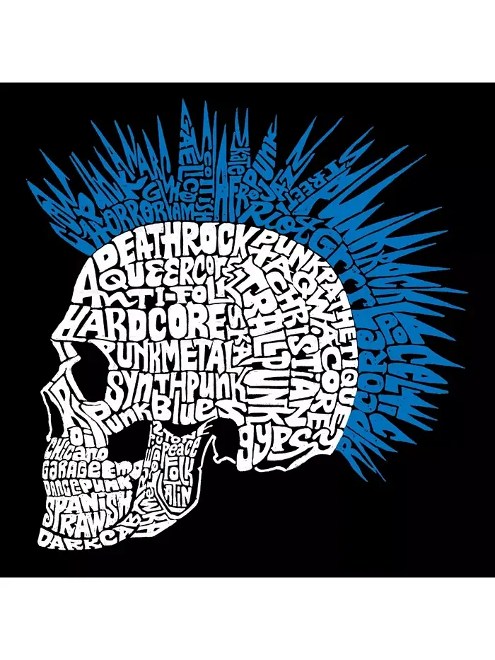 Мужская худи с капюшоном в панк-стиле "Mohawk Word Art" LA Pop Art — изображение 2 из 2, черный