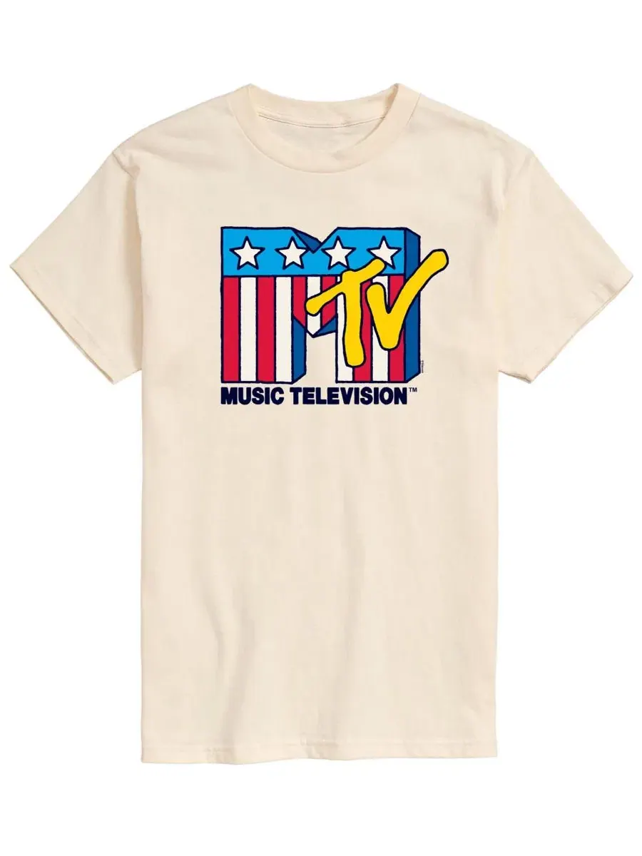 Футболка с коротким рукавом и принтом MTV USA Flag AIRWAVES — изображение 1 из 3, бежевый