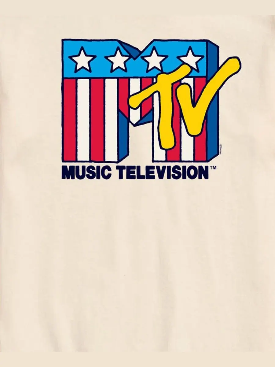 Футболка с коротким рукавом и принтом MTV USA Flag AIRWAVES — изображение 3 из 3, бежевый