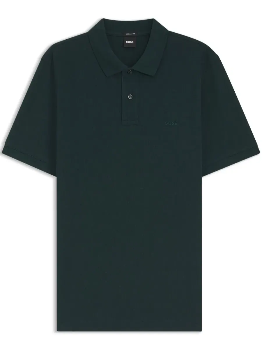 Поло из хлопкового пике Pallas Logo Hugo Boss — изображение 2 из 5, зеленый