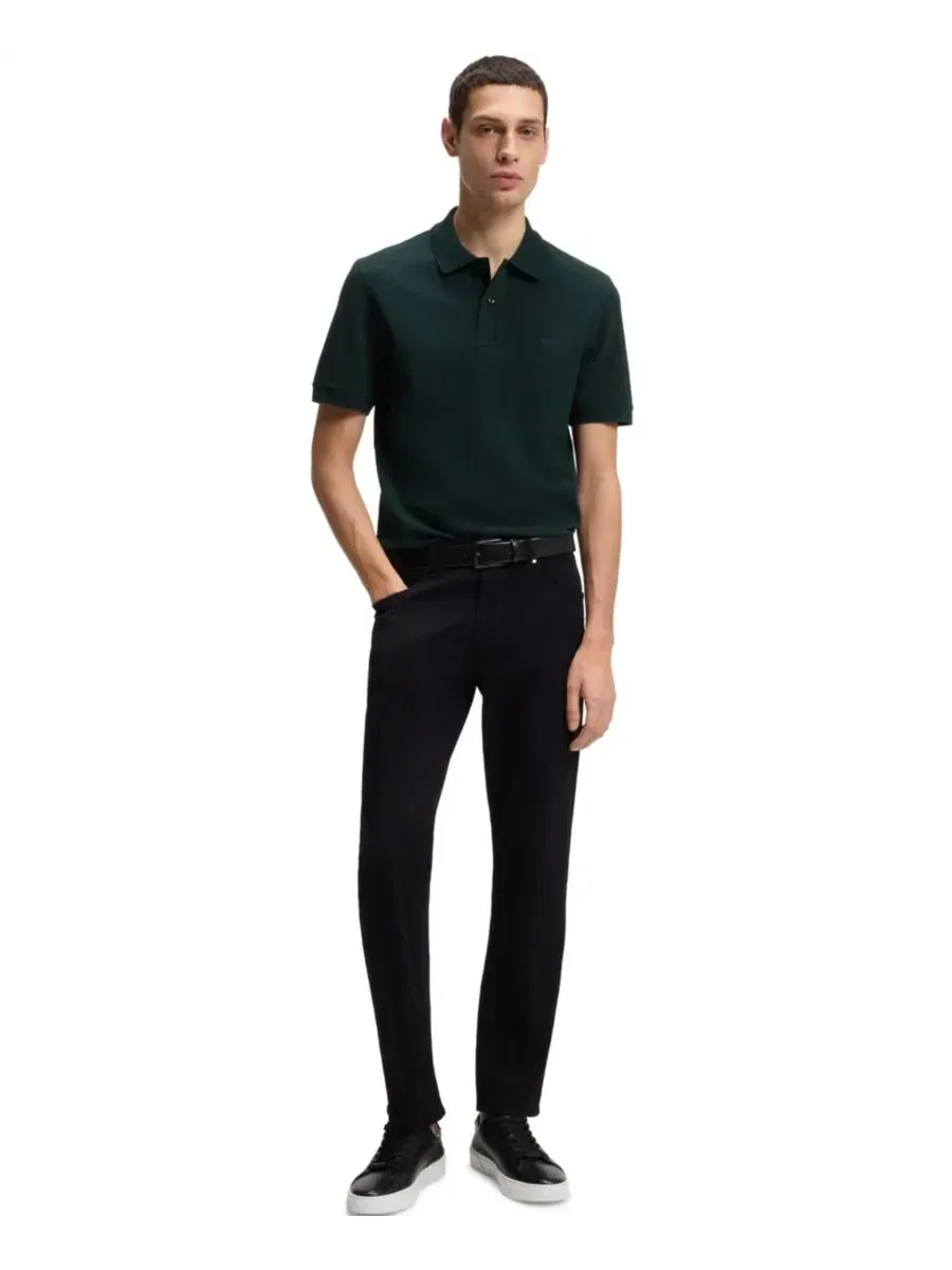 Поло из хлопкового пике Pallas Logo Hugo Boss — изображение 4 из 5, зеленый