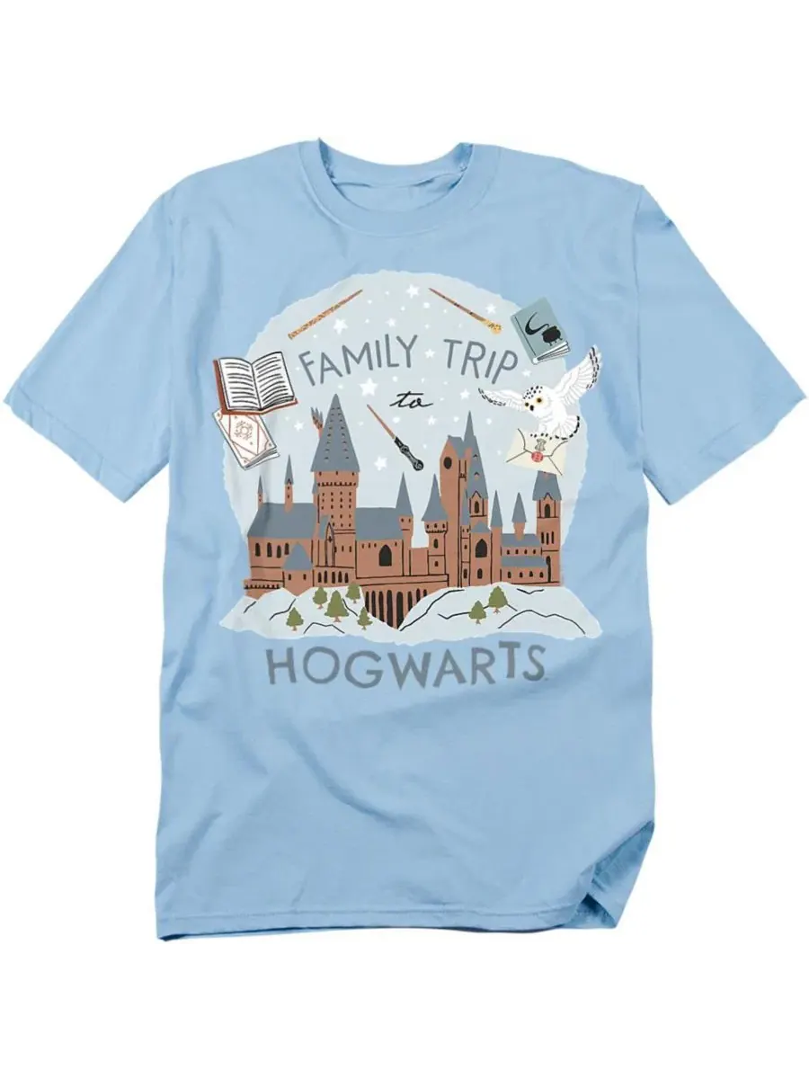 Футболка с принтом Family Trip to Hogwarts Harry Potter — изображение 1 из 3, светлый синий