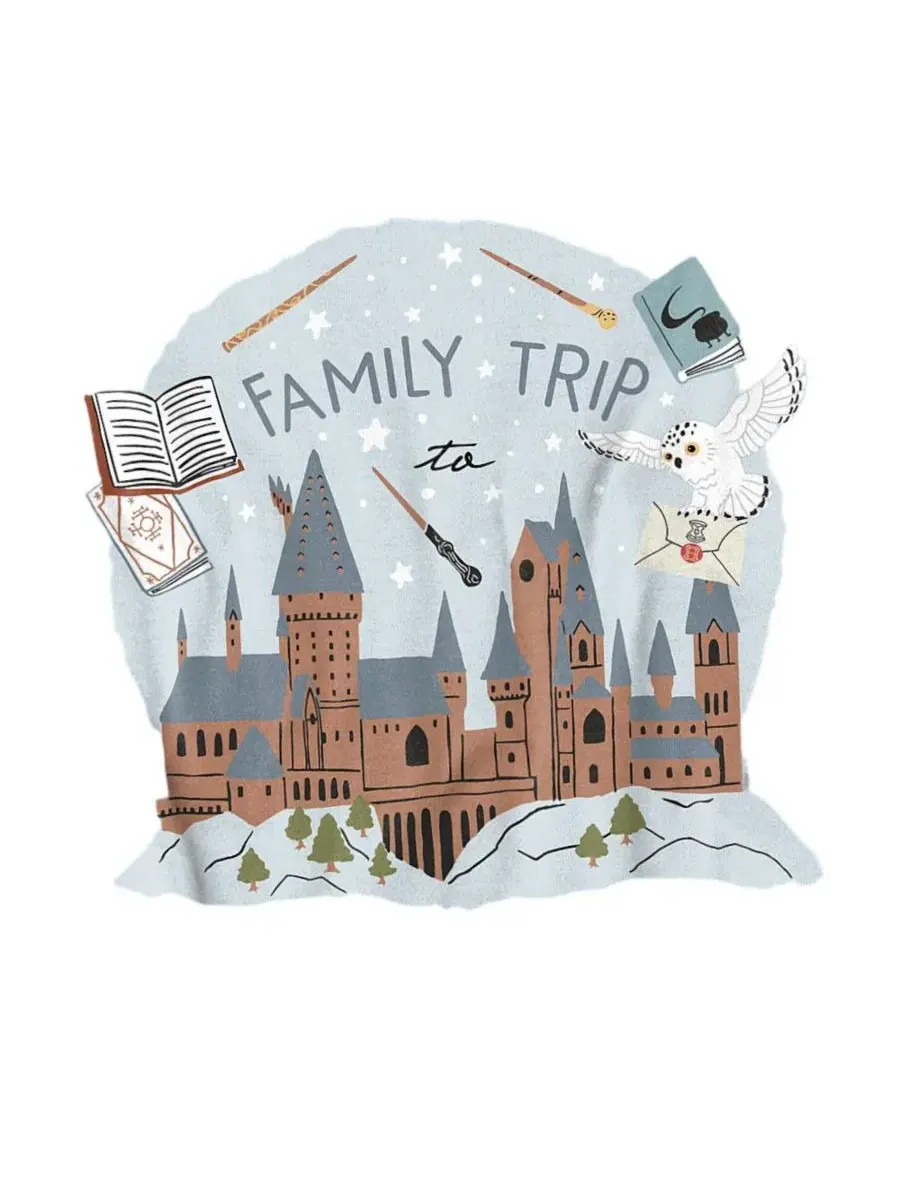 Футболка с принтом Family Trip to Hogwarts Harry Potter — изображение 3 из 3, светлый синий