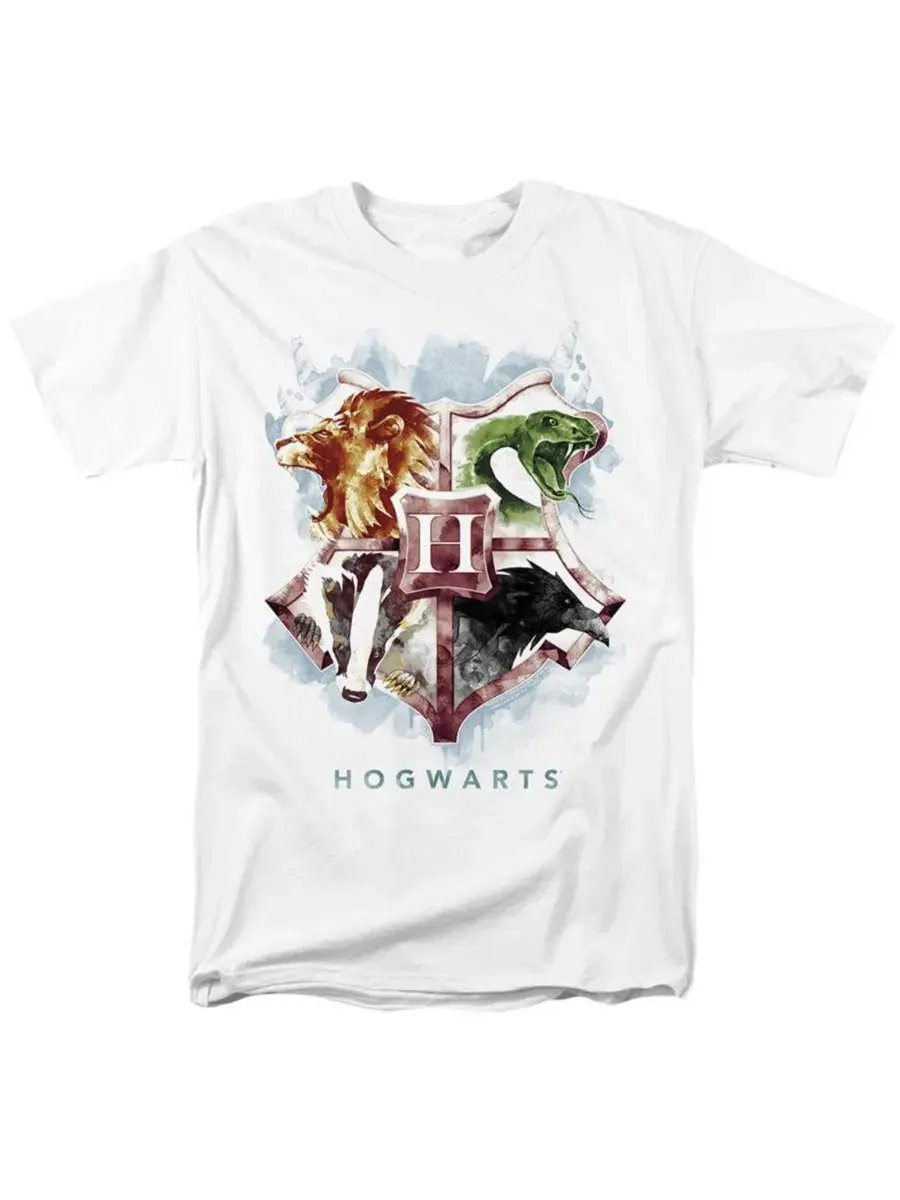 Футболка с принтом Hogwarts Crest Watercolor Harry Potter — изображение 1 из 3, белый