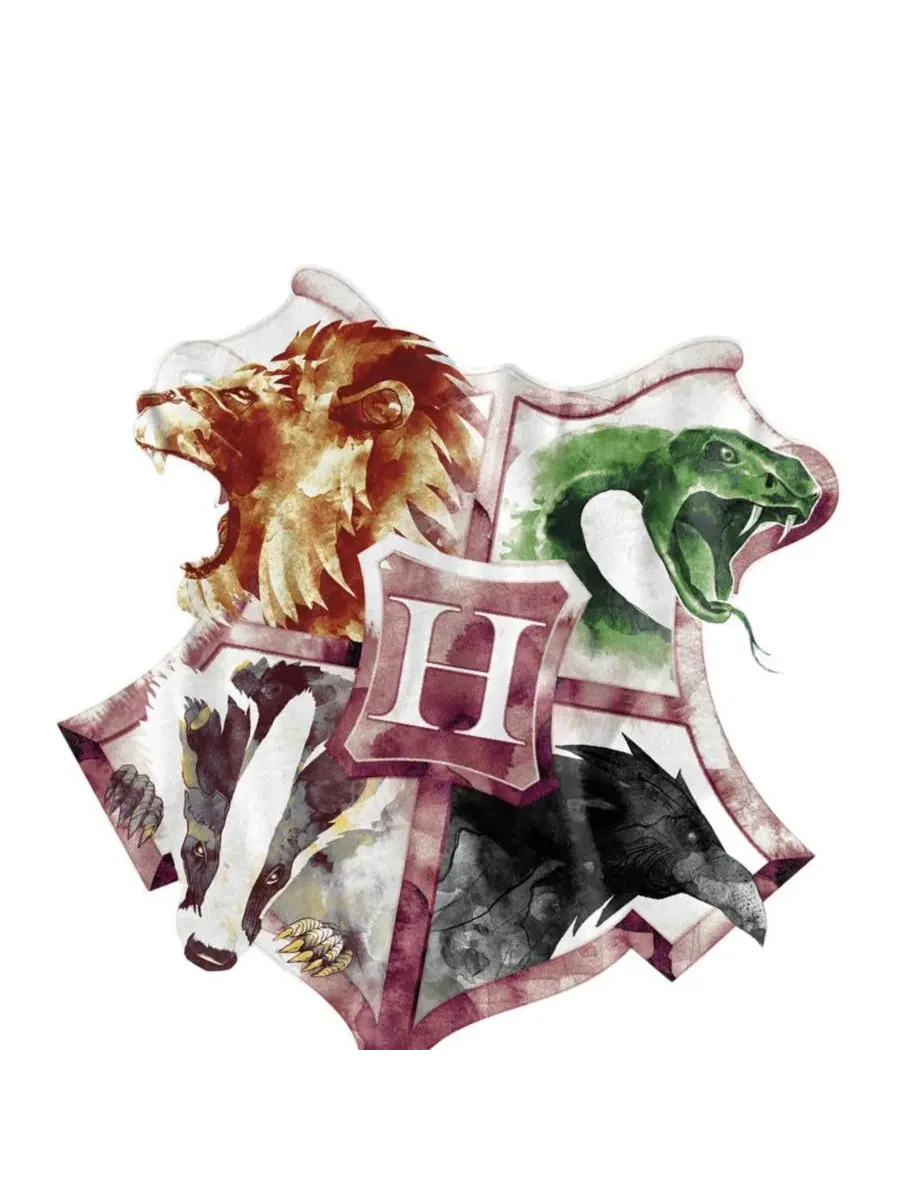 Футболка с принтом Hogwarts Crest Watercolor Harry Potter — изображение 2 из 3, белый