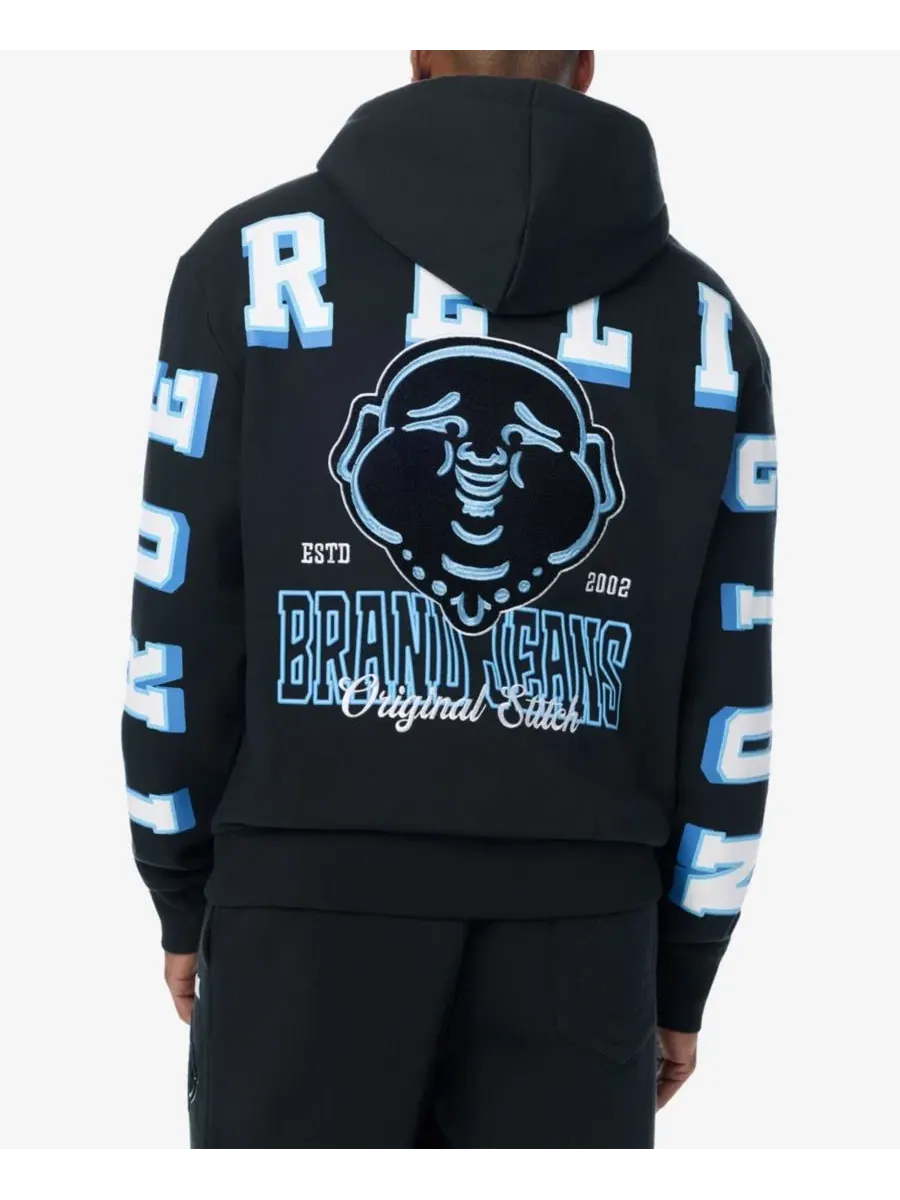 Худи на молнии с принтом Overt Buddha Logo True Religion — изображение 1 из 3, черный
