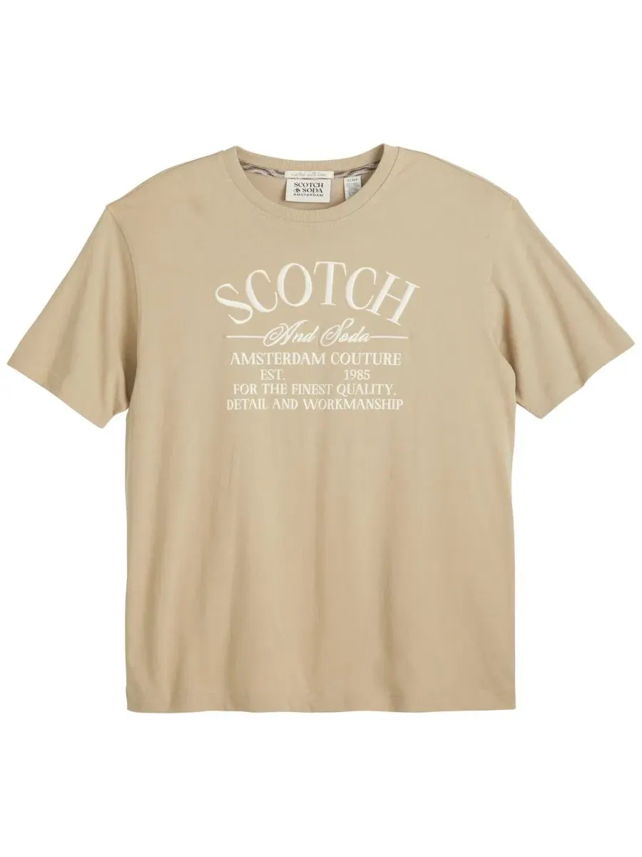 Футболка с графическим принтом Amsterdam Couture SCOTCH & SODA — изображение 1 из 3, тауп