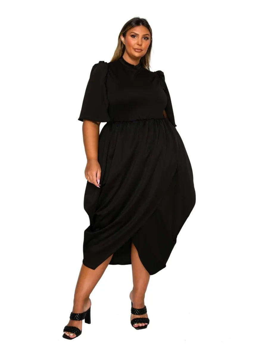 Платье Aesira Tulip Hem Pocket Dress больших размеров L I V D — изображение 1 из 3, черный