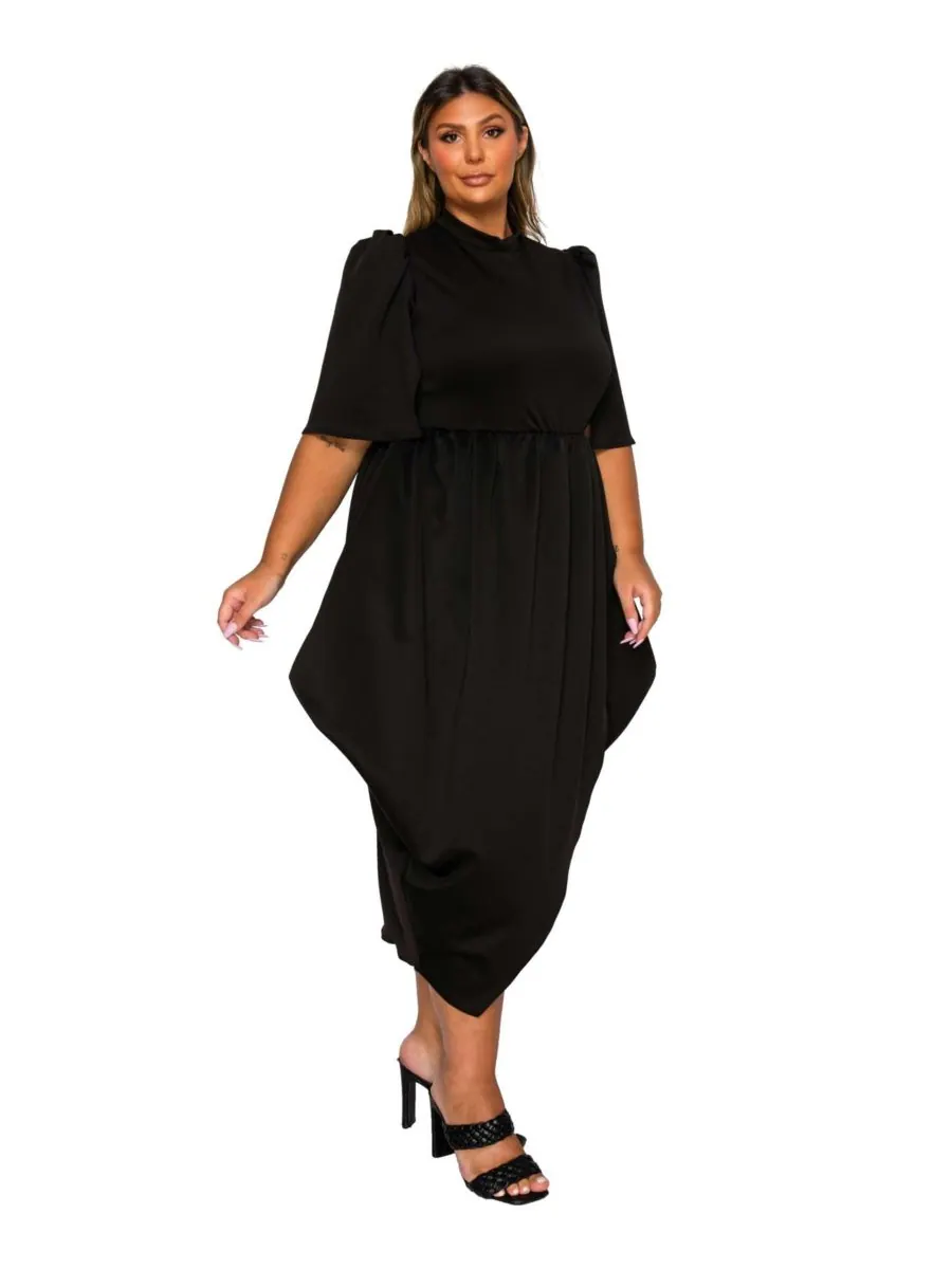 Платье Aesira Tulip Hem Pocket Dress больших размеров L I V D — изображение 2 из 3, черный