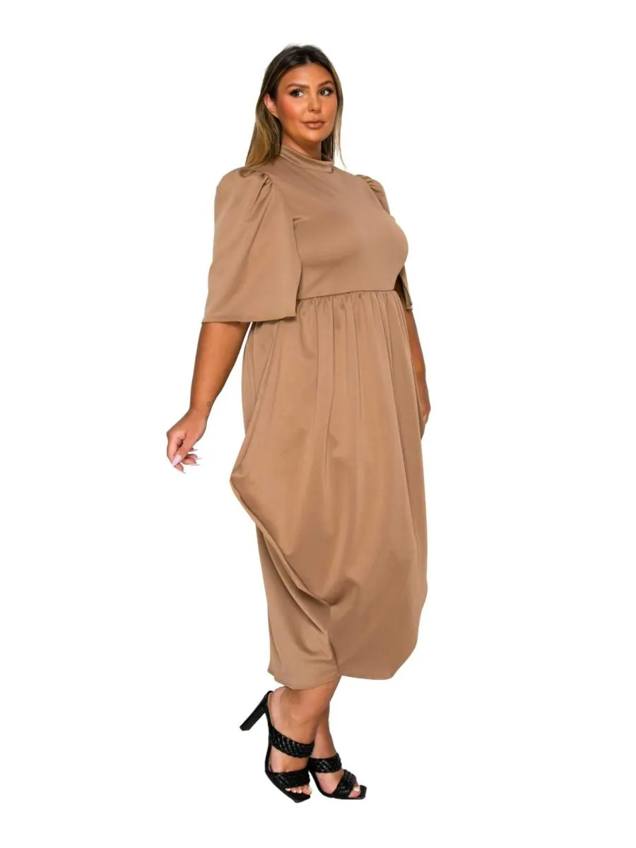 Платье Aesira Tulip Hem Pocket Dress больших размеров L I V D — изображение 2 из 3, коричневый