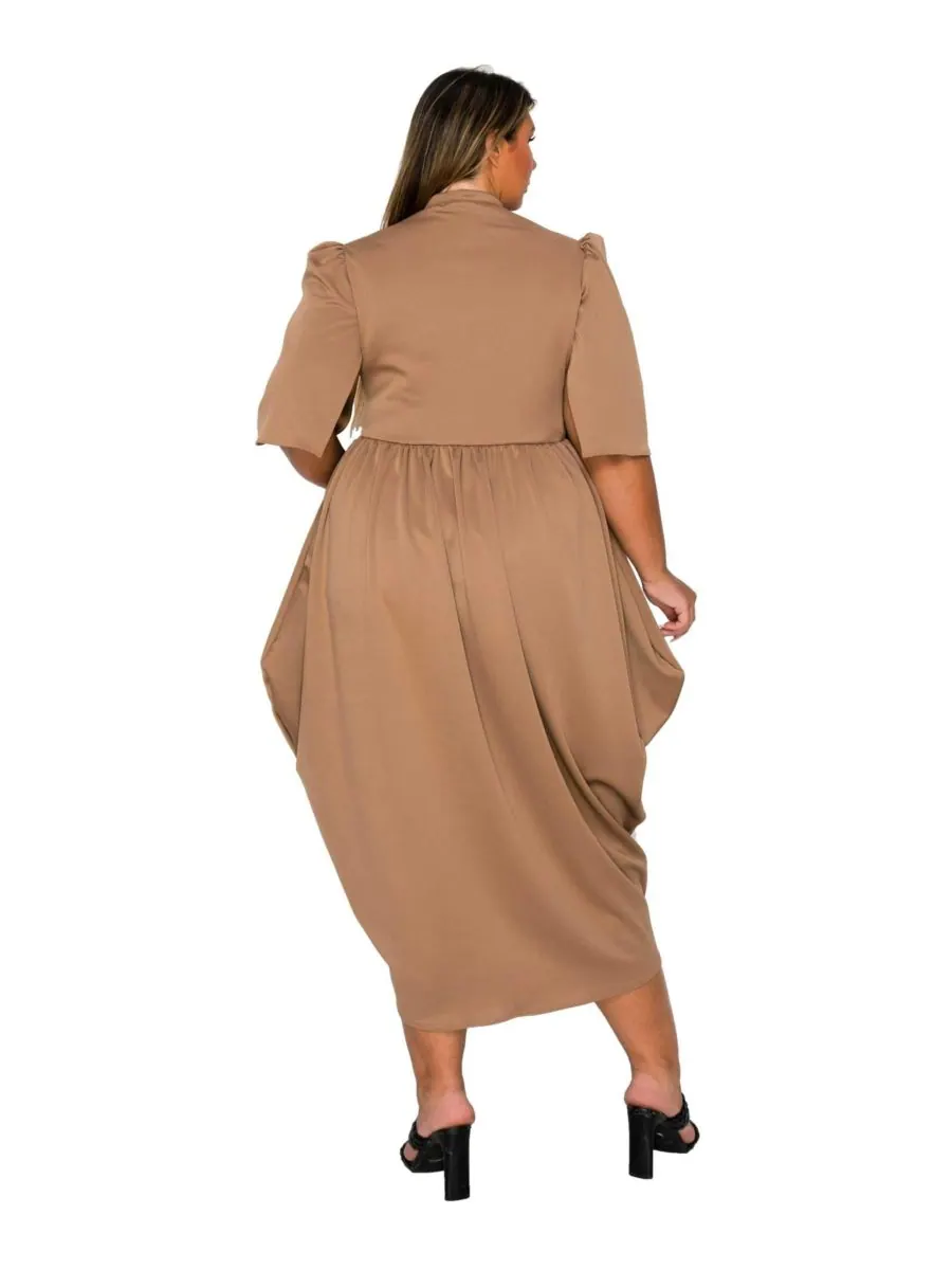 Платье Aesira Tulip Hem Pocket Dress больших размеров L I V D — изображение 3 из 3, коричневый
