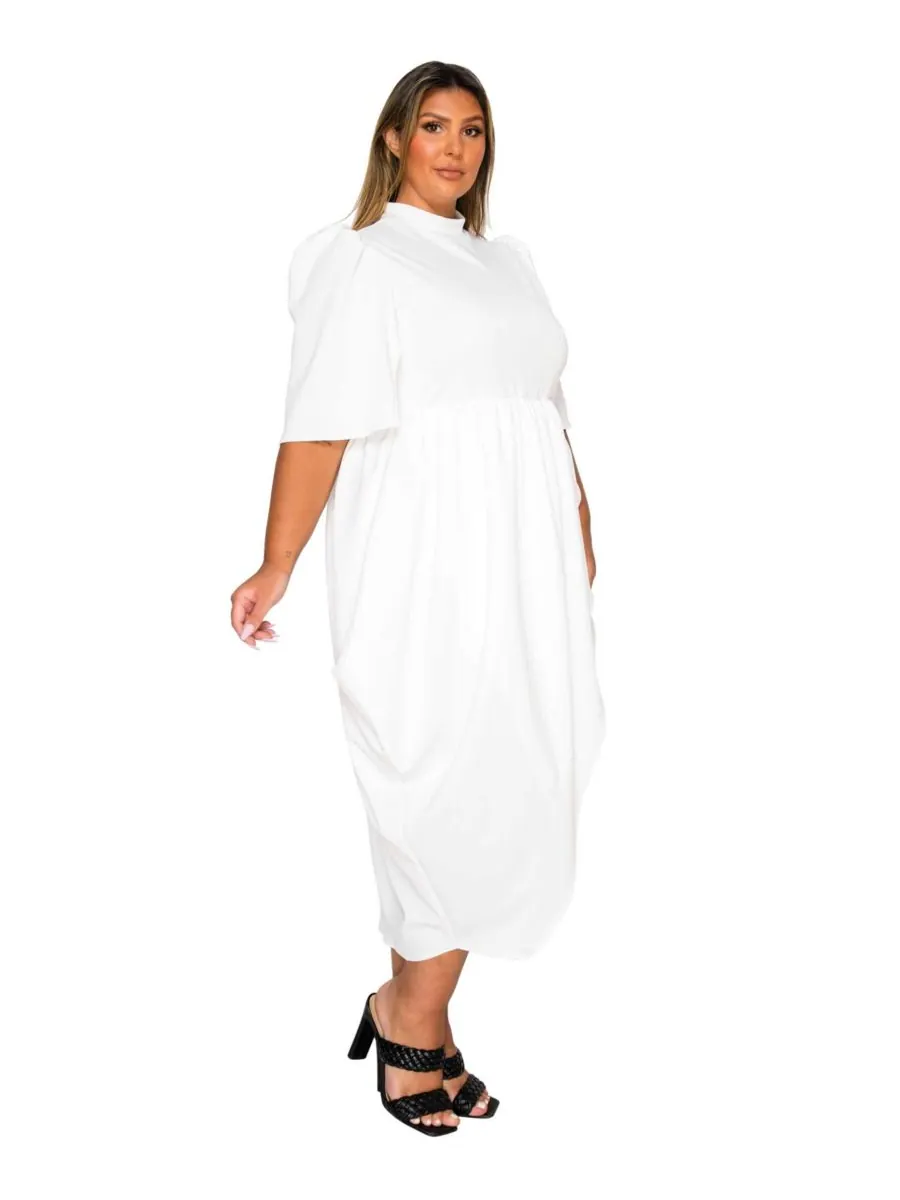 Платье Aesira Tulip Hem Pocket Dress больших размеров L I V D — изображение 2 из 3, белый