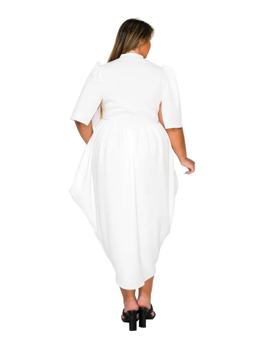 Платье Aesira Tulip Hem Pocket Dress больших размеров L I V D — изображение 3 из 3, белый