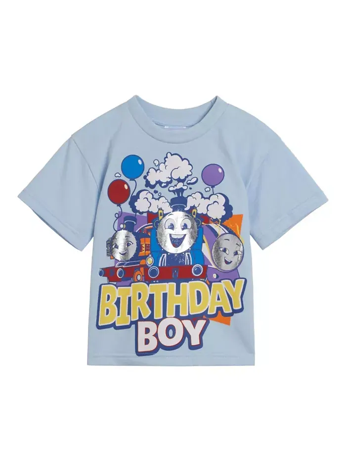 Футболка для мальчиков с металлическим принтом "Birthday" Thomas & Friends — синий