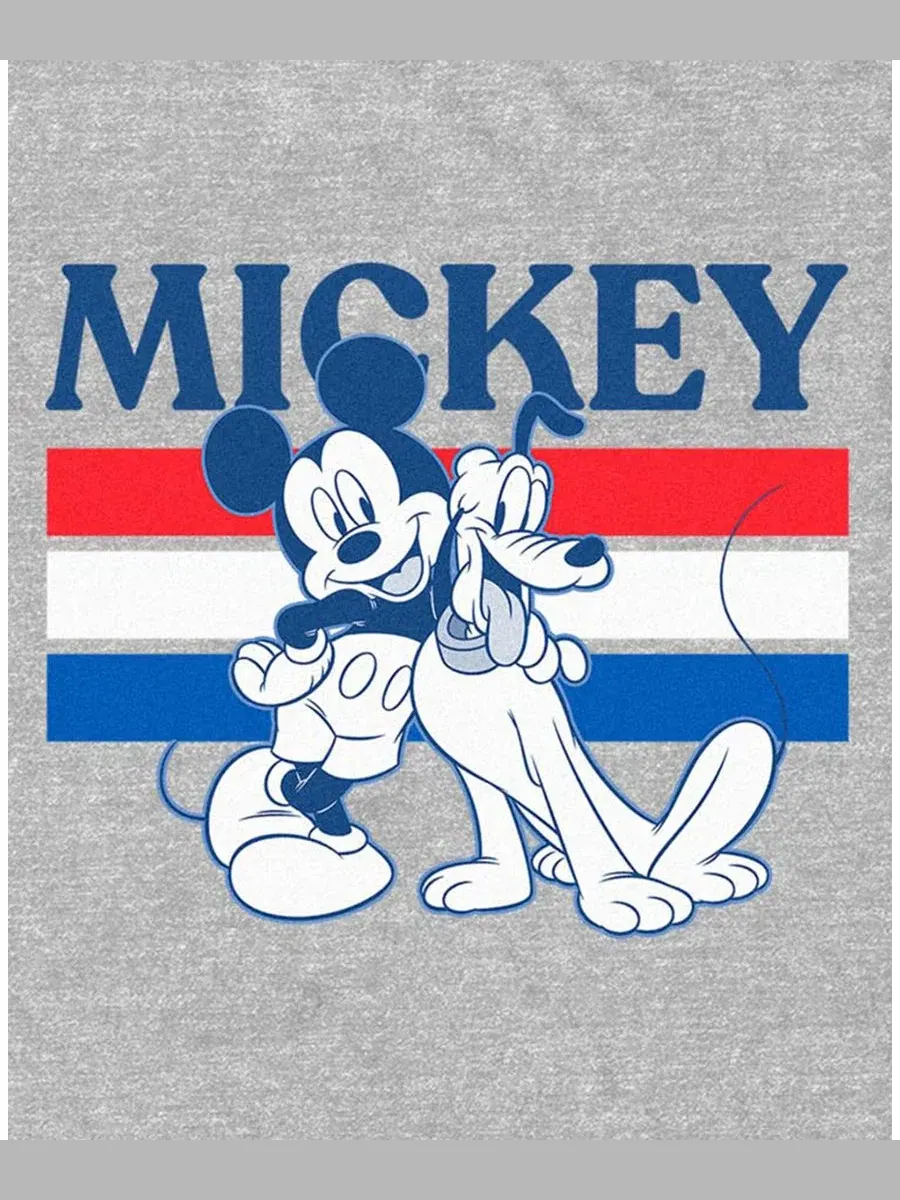 Мужская футболка с принтом Retro Squad Mickey Fifth Sun — изображение 3 из 3, серый
