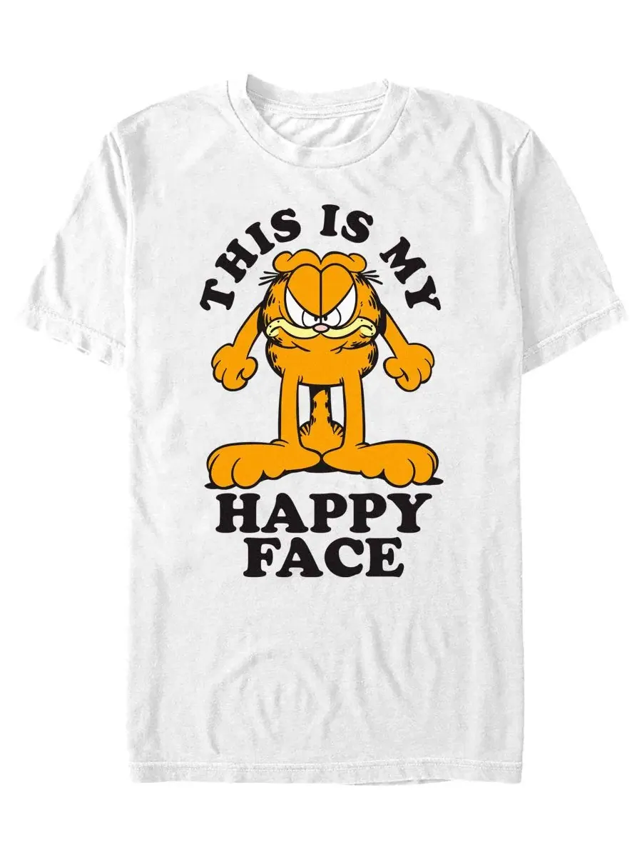 Футболка с принтом Garfield Happy Face Fifth Sun — изображение 1 из 3, белый