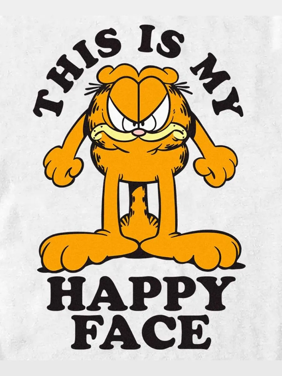 Футболка с принтом Garfield Happy Face Fifth Sun — изображение 3 из 3, белый