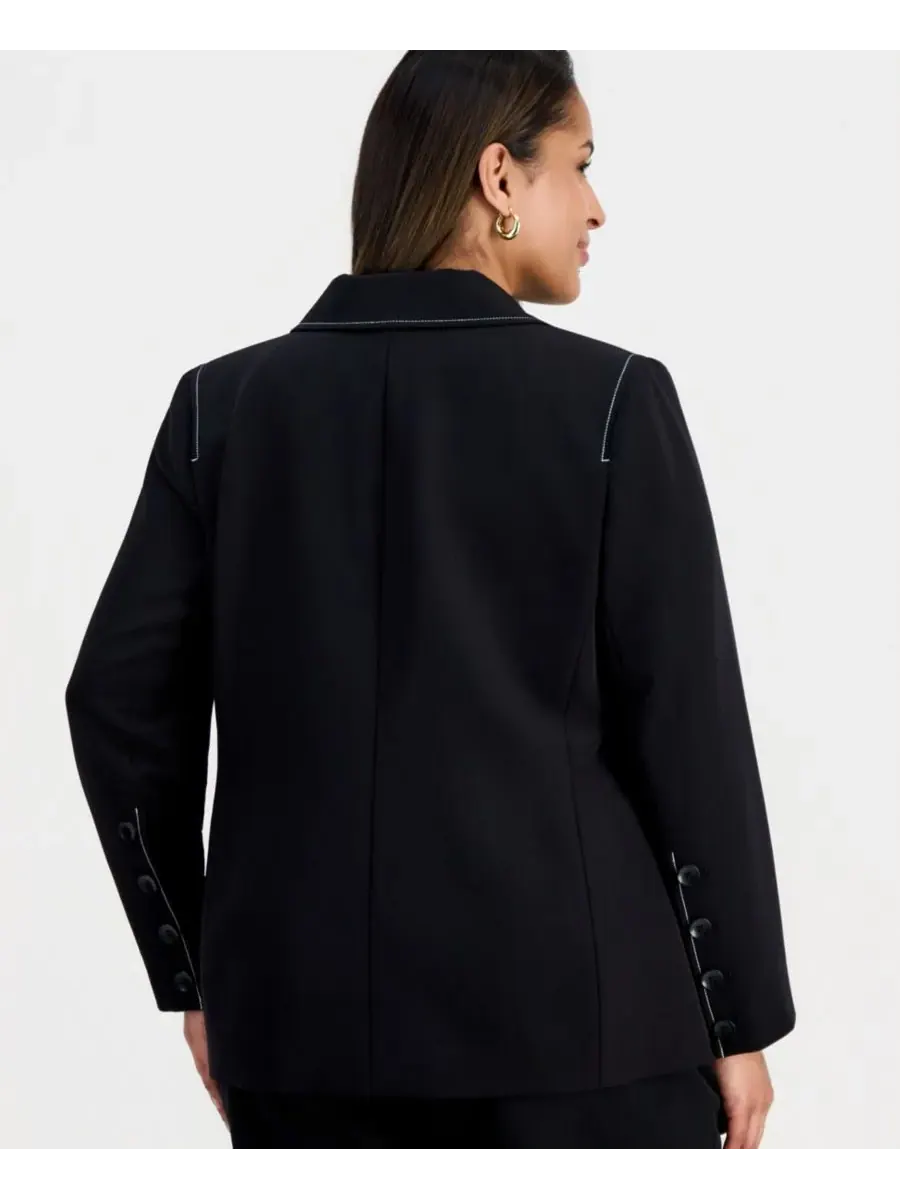 Пиджак большого размера с заостренными лацканами, одной пуговицей спереди и длинными рукавами — изображение 4 из 4, белый