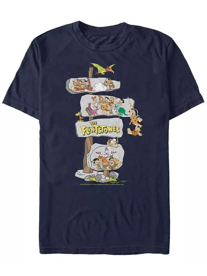 Мужская футболка с коротким рукавом The Flintstones Box Up Stones Fifth Sun — изображение 1 из 1, темно-синий