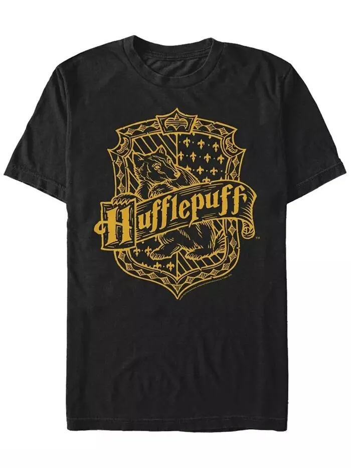 Мужская футболка с короткими рукавами и логотипом Hufflepuff Crest Fifth Sun — изображение 1 из 1, черный