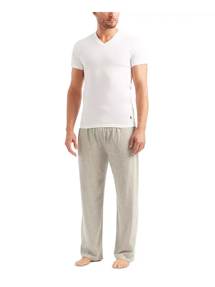 Мужские классические V-образные футболки из хлопка, 5 штук, Slim Fit Polo Ralph Lauren — изображение 4 из 5, белый