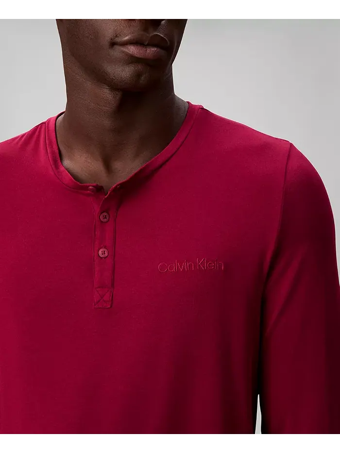 Мужская футболка для сна с воротником хенли Calvin Klein — изображение 4 из 5, красный