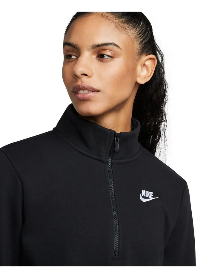 Женская спортивная одежда Club Флисовая толстовка с молнией 1/2 Nike — изображение 4 из 5, черный/белый