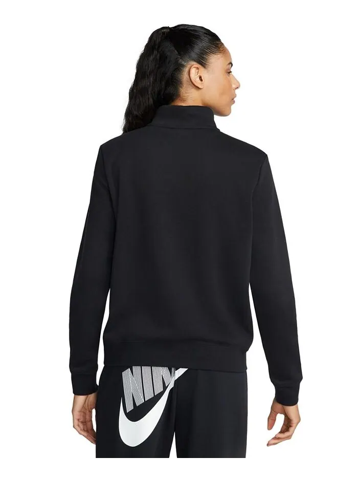 Женская спортивная одежда Club Флисовая толстовка с молнией 1/2 Nike — изображение 5 из 5, черный/белый