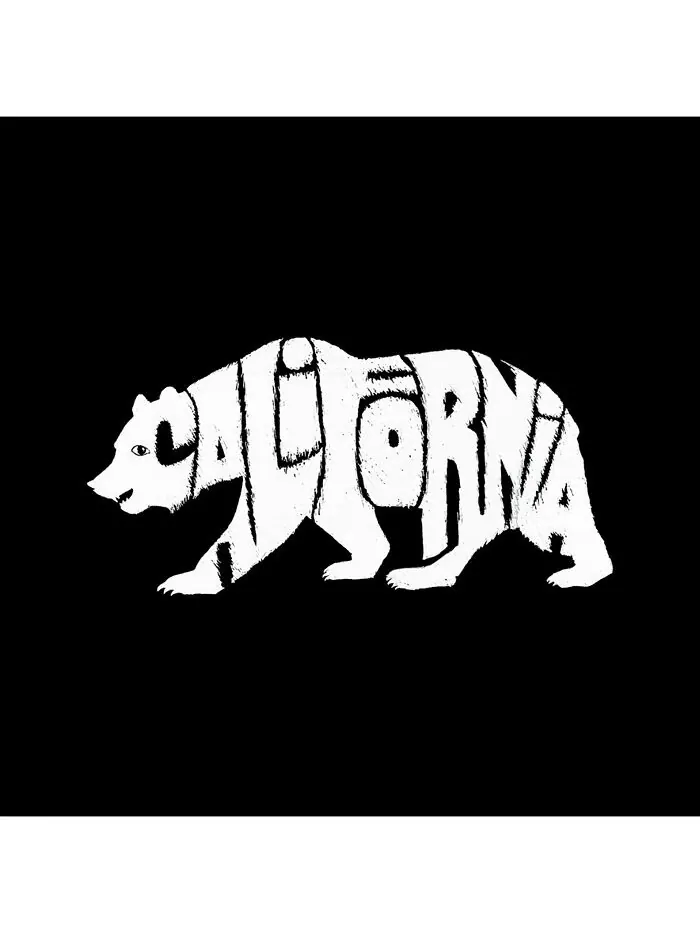 Мужская футболка с длинным рукавом Word Art — California Bear LA Pop Art — изображение 2 из 2, черный