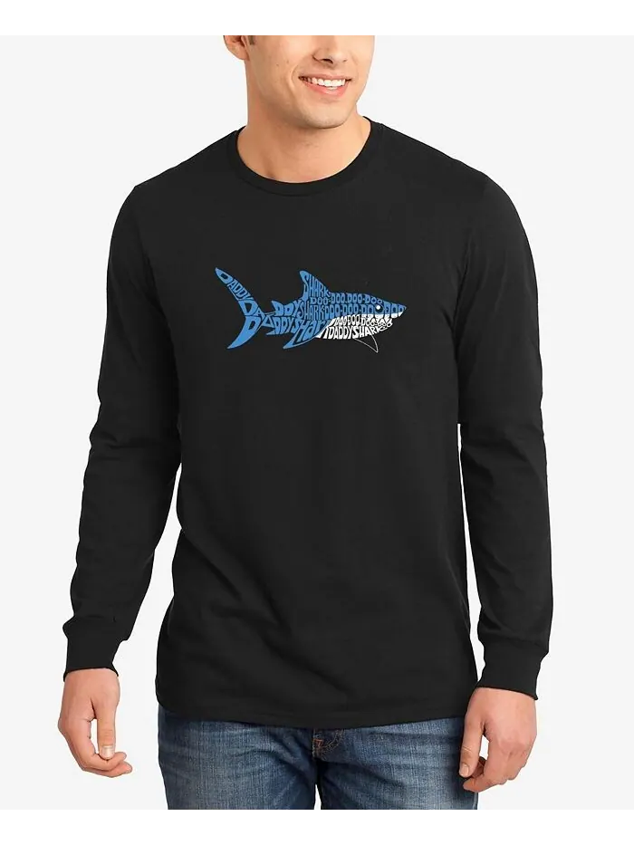 Мужская футболка с длинным рукавом Daddy Shark Word Art LA Pop Art — изображение 1 из 3, черный