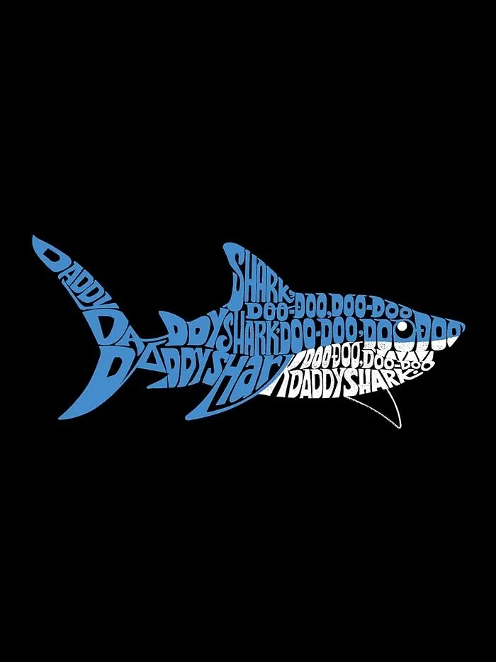 Мужская футболка с длинным рукавом Daddy Shark Word Art LA Pop Art — изображение 3 из 3, черный