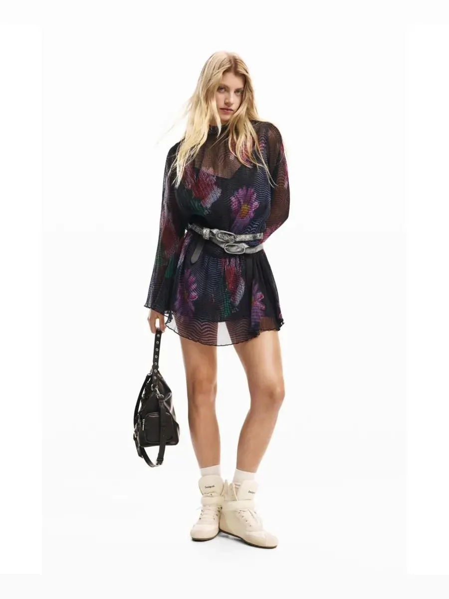 Женское короткое платье из пикселированного тюля Desigual