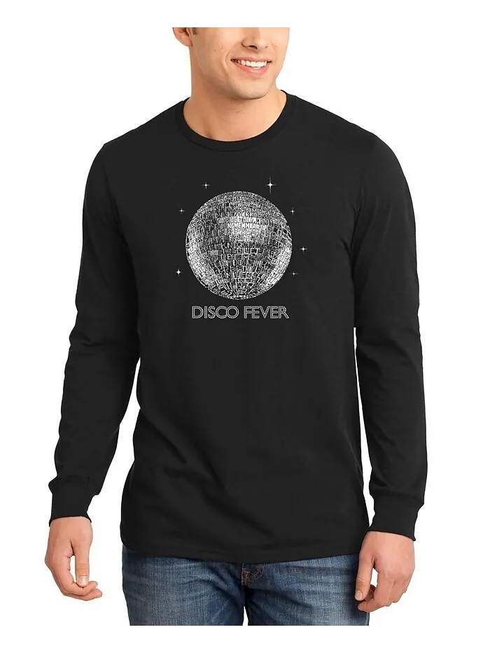 Мужская футболка с длинным рукавом Disco Ball Word Art LA Pop Art — изображение 1 из 2, черный