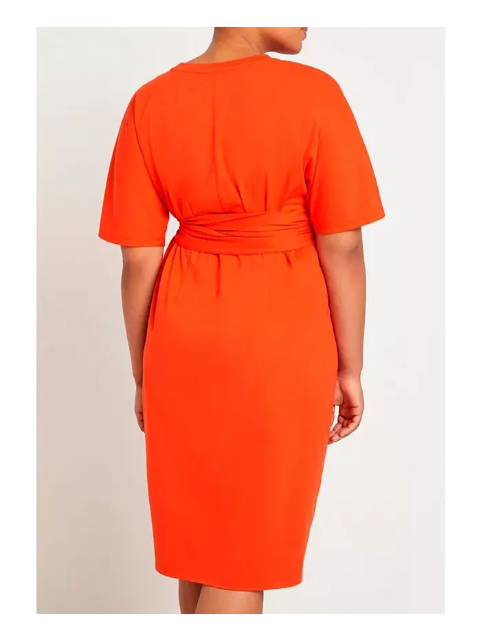 Платье с перекрещивающимся вырезом и расклешенными рукавами Plus Size ELOQUII — изображение 3 из 3