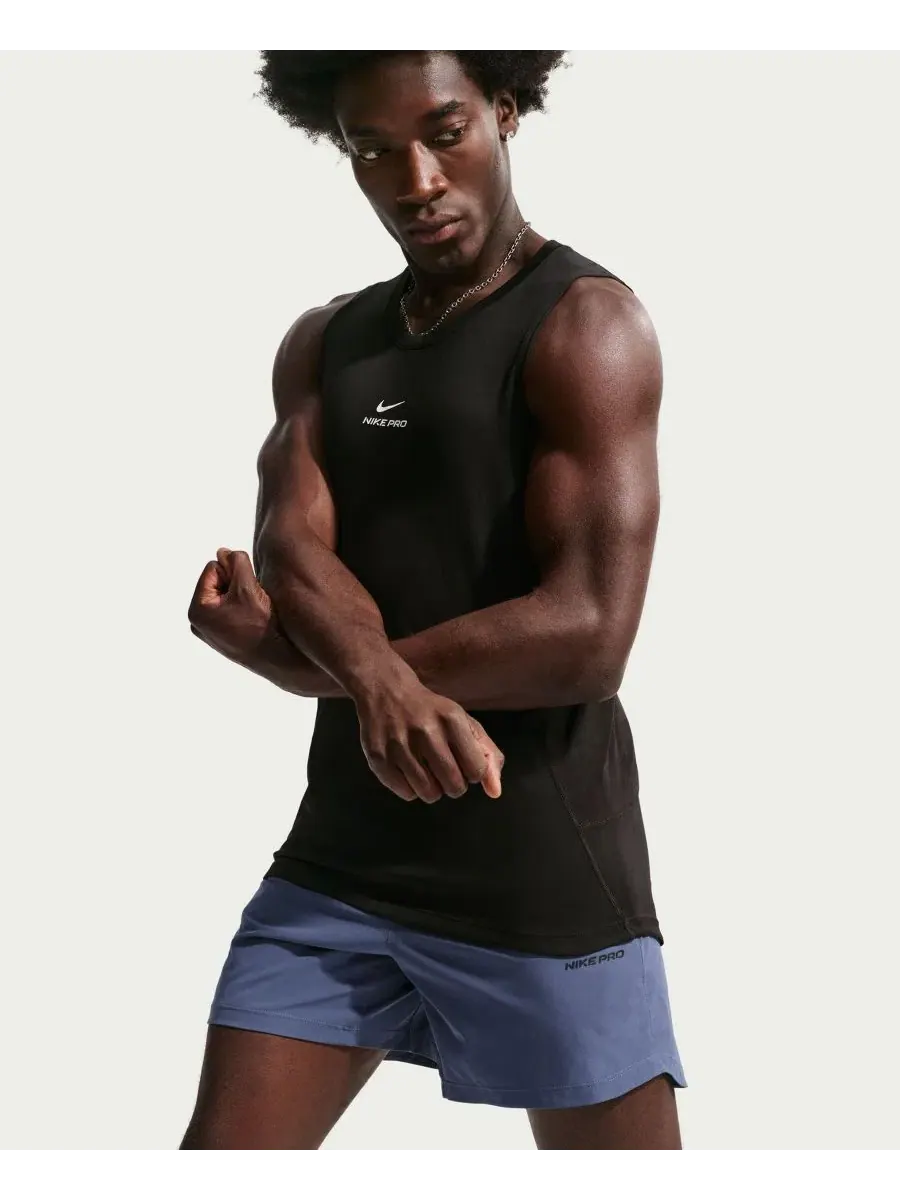 Тренировочная майка Pro Men's Dri-FIT Nike — изображение 2 из 5, черный/белый