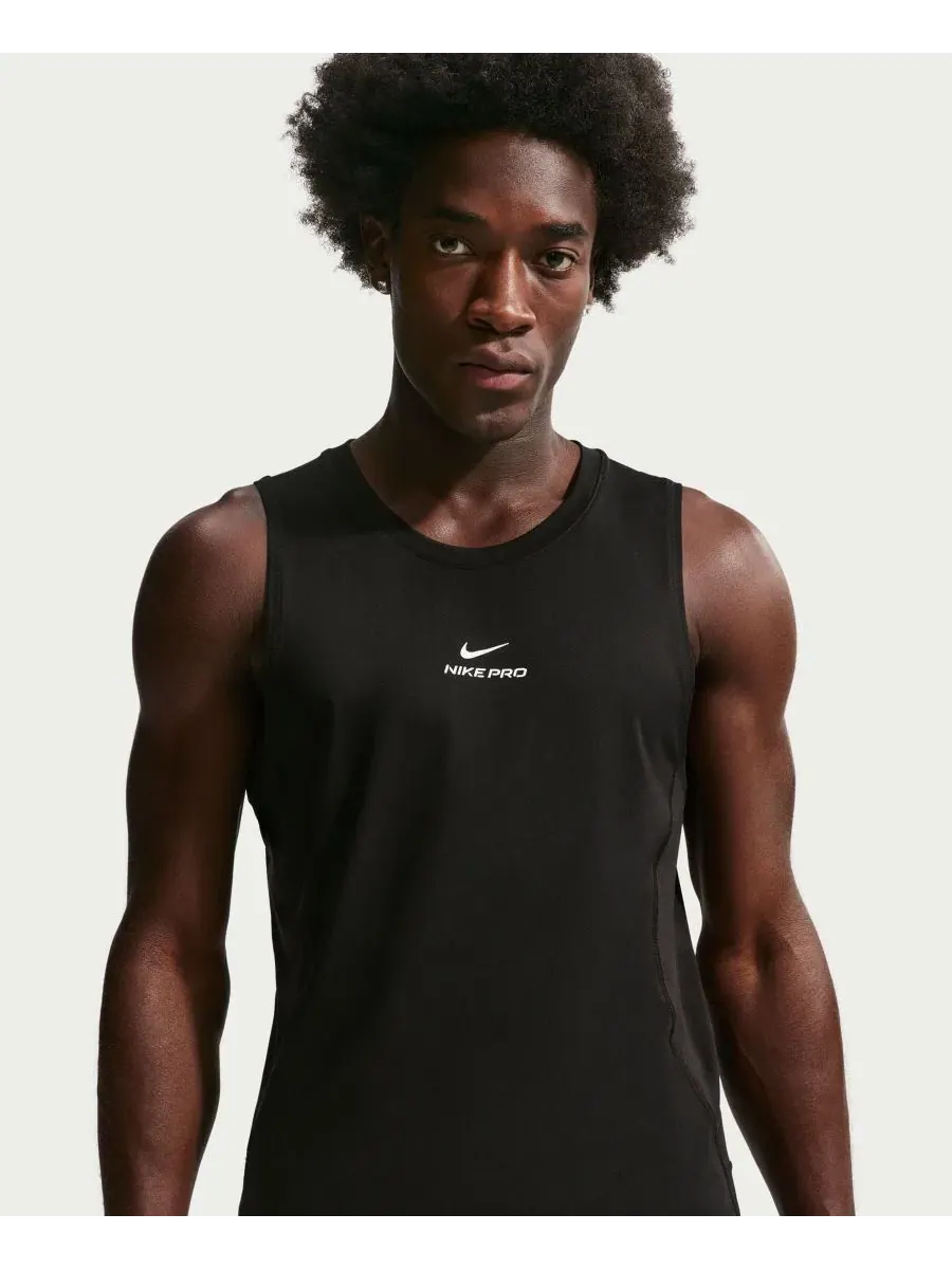 Тренировочная майка Pro Men's Dri-FIT Nike — изображение 3 из 5, черный/белый