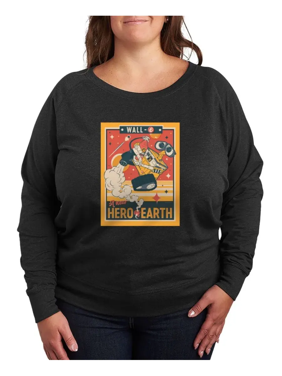 Футболка с длинными рукавами Wall-E New Hero Of Earth из французского трикотажа, большого размера — изображение 1 из 3