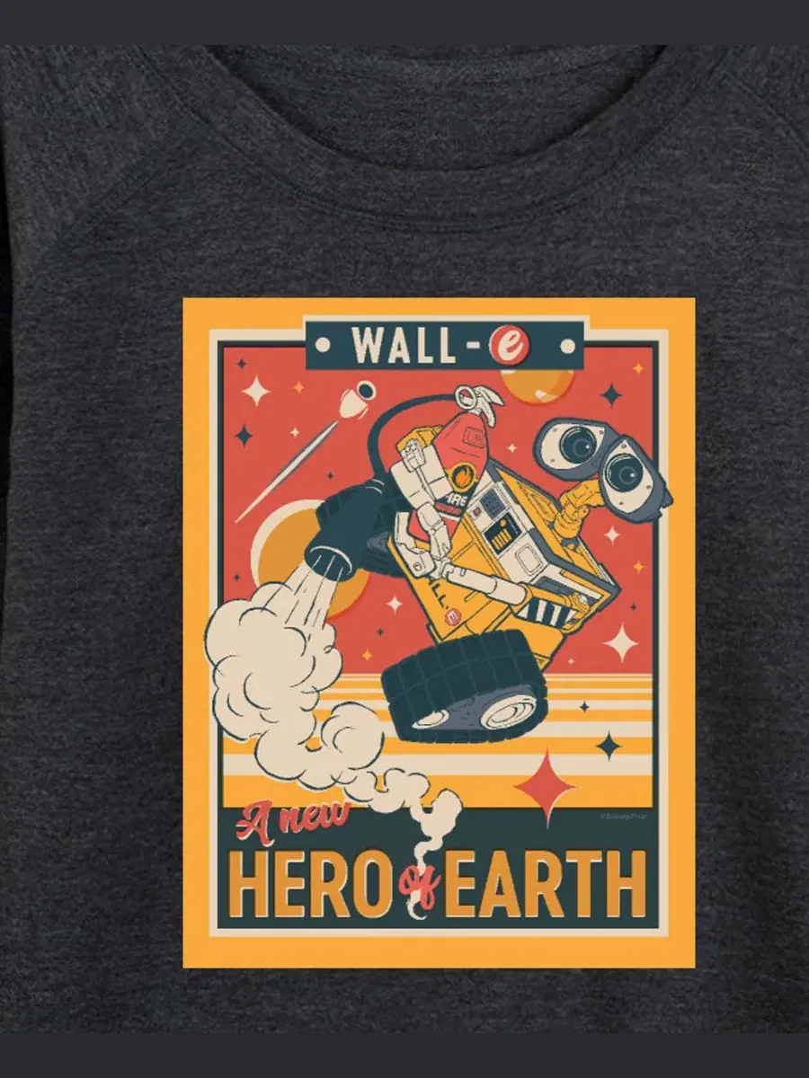 Футболка с длинными рукавами Wall-E New Hero Of Earth из французского трикотажа, большого размера — изображение 2 из 3