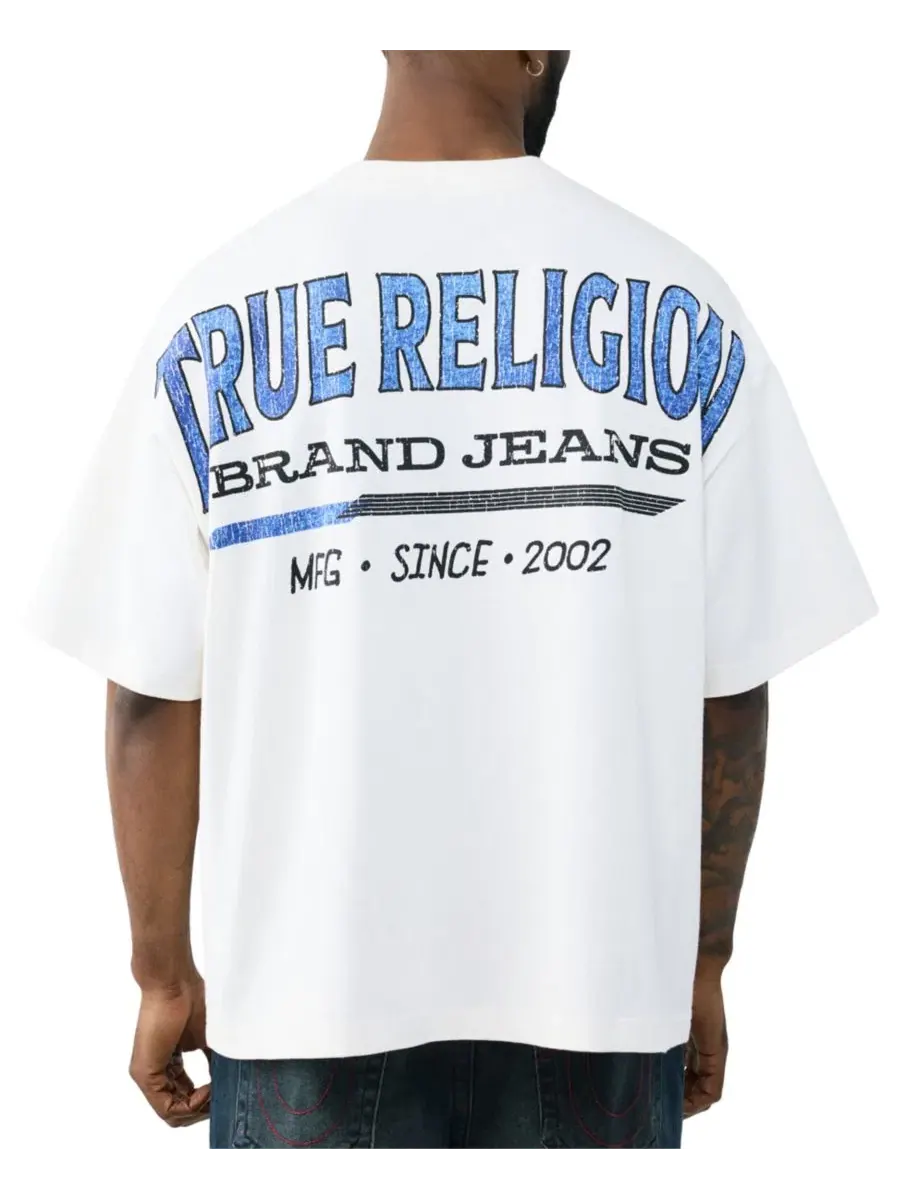 Мужская футболка с коротким рукавом и ретро-логотипом, свободного кроя True Religion
