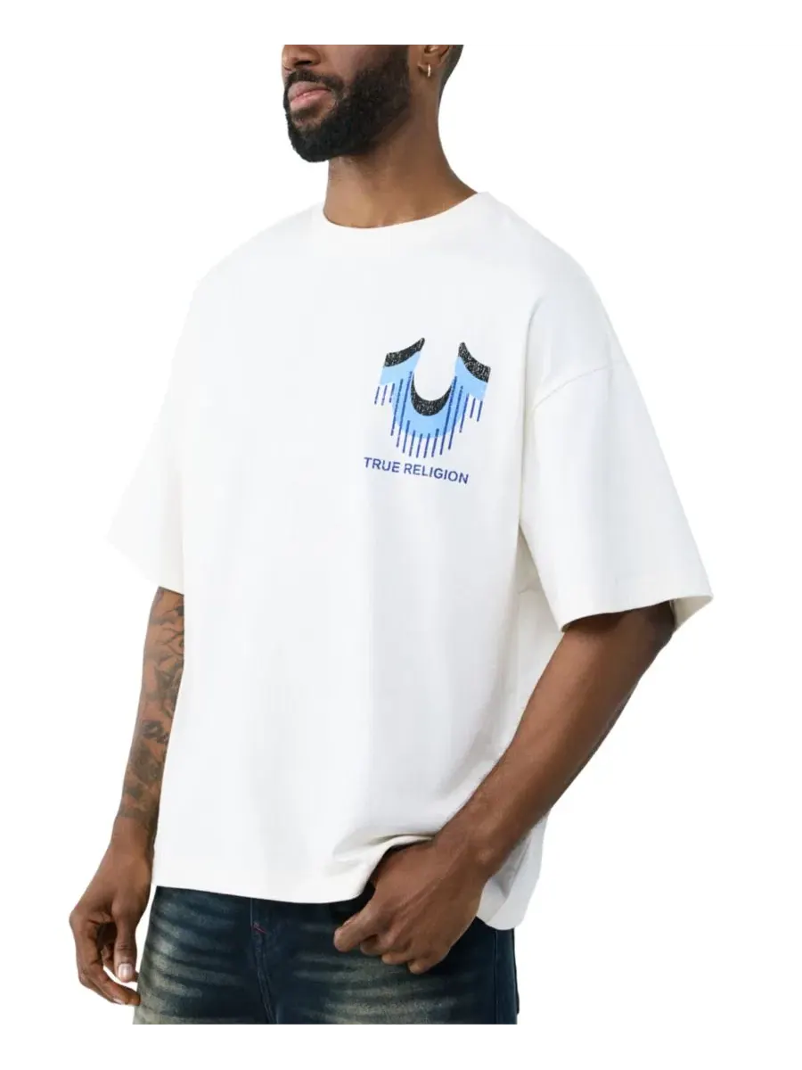 Мужская футболка с коротким рукавом и ретро-логотипом, свободного кроя True Religion — изображение 3 из 3, белый