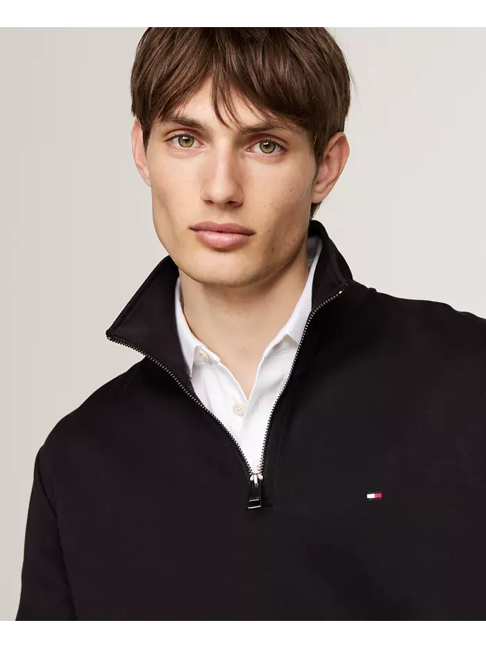 Мужская толстовка Essential Intechno Knit Regular-Fit с молнией 1/4 Tommy Hilfiger — изображение 2 из 4, черный