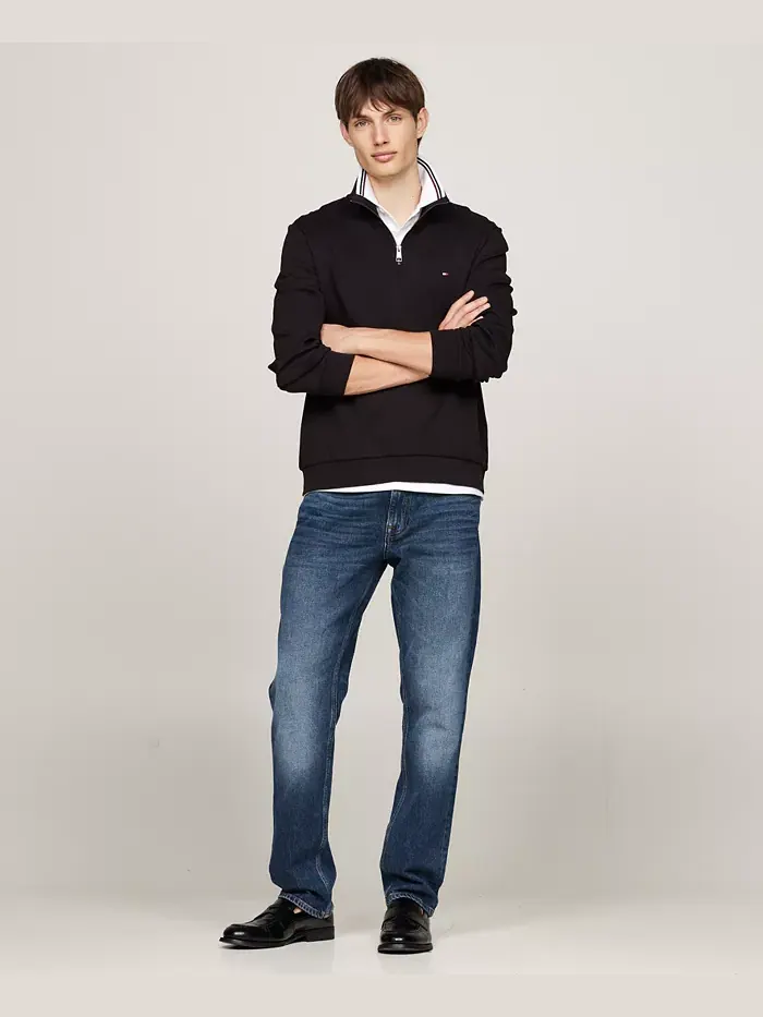 Мужская толстовка Essential Intechno Knit Regular-Fit с молнией 1/4 Tommy Hilfiger — изображение 4 из 4, черный