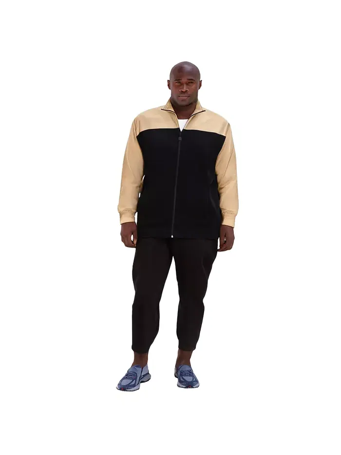 Спортивный костюм Big & Tall с цветными блоками из велюра KingSize — изображение 1 из 3, хаки черный
