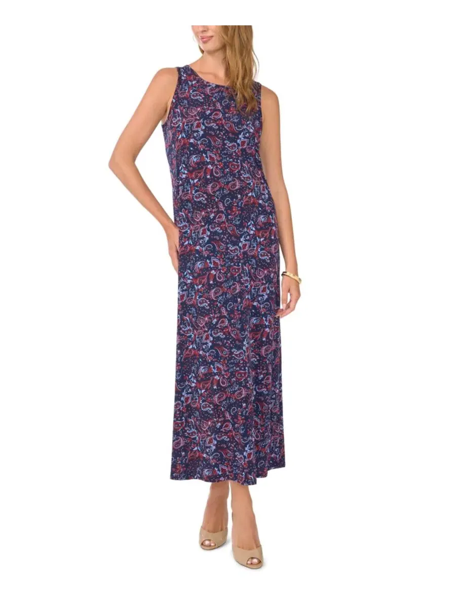 Макси-платье с принтом пейсли и рукавом 3/4, модель Paisley Maxi 3/4-Sleeve Dress Vince Camuto