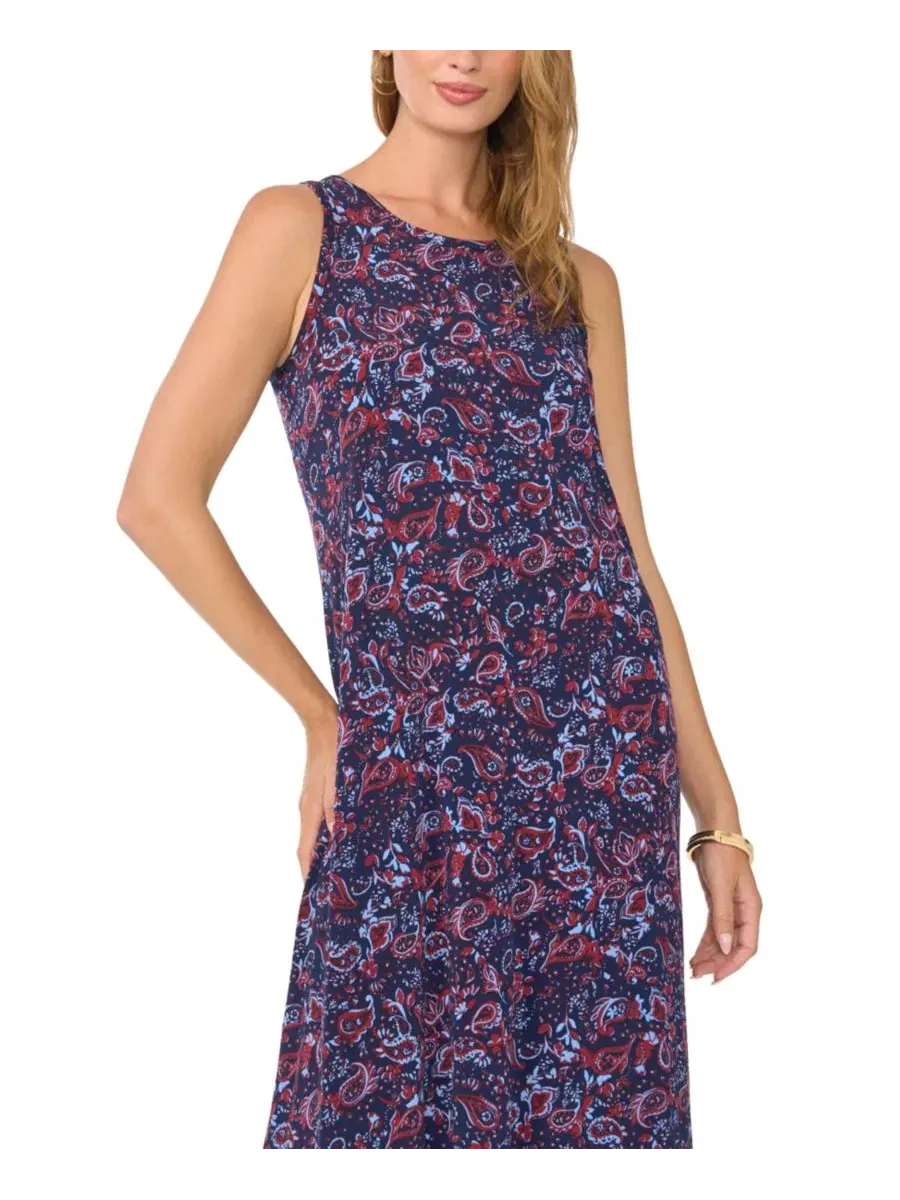 Макси-платье с принтом пейсли и рукавом 3/4, модель Paisley Maxi 3/4-Sleeve Dress Vince Camuto — изображение 2 из 4