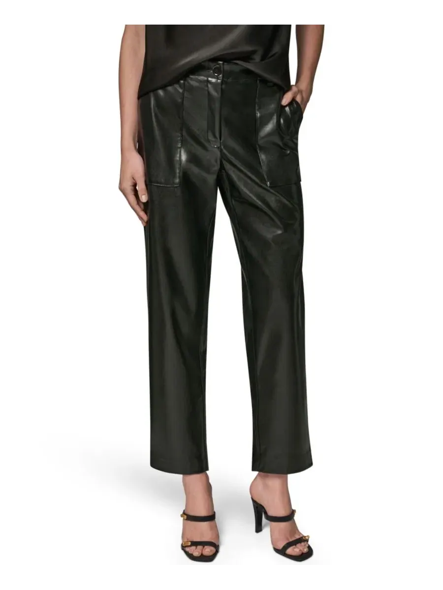 Брюки из полиуретана с карманами Patch Pockets Donna Karan New York — изображение 1 из 7, черный