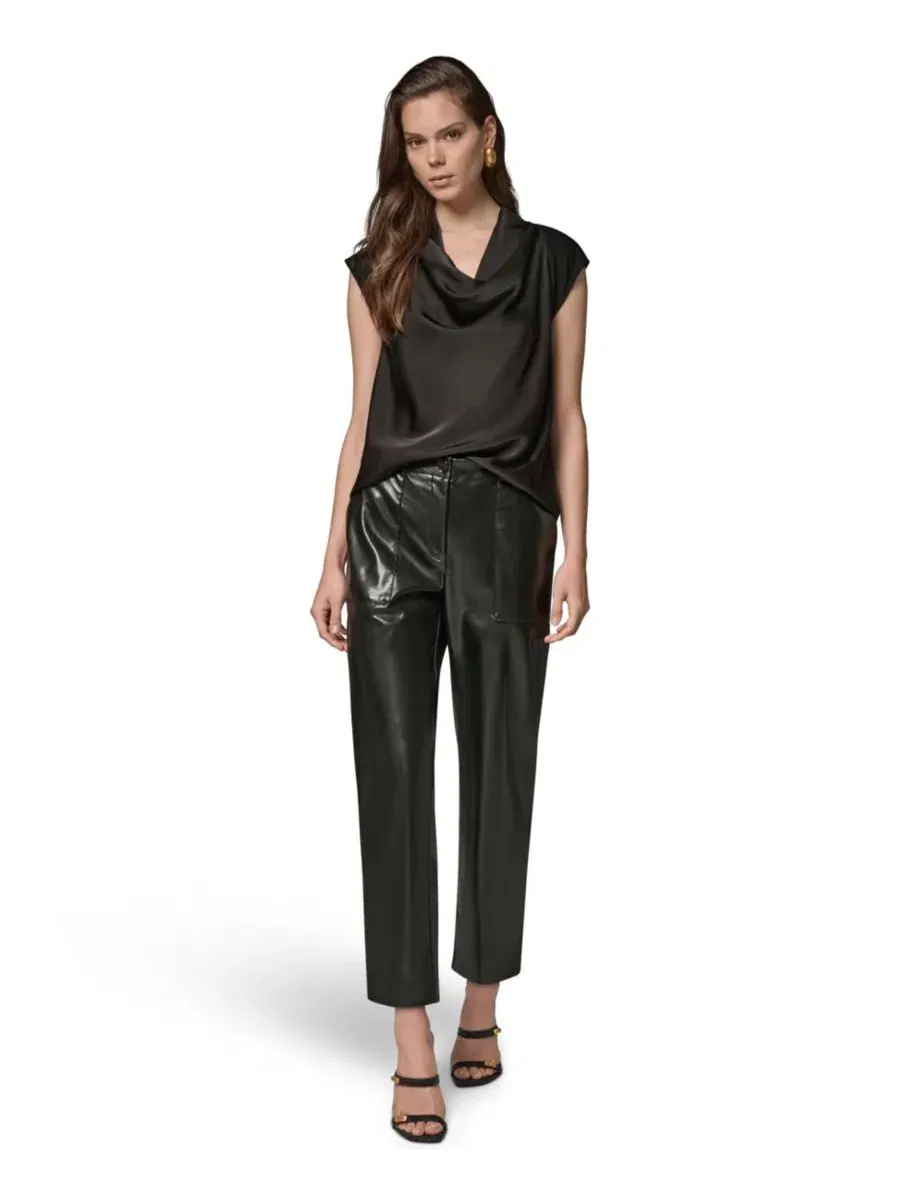 Брюки из полиуретана с карманами Patch Pockets Donna Karan New York — изображение 2 из 7, черный