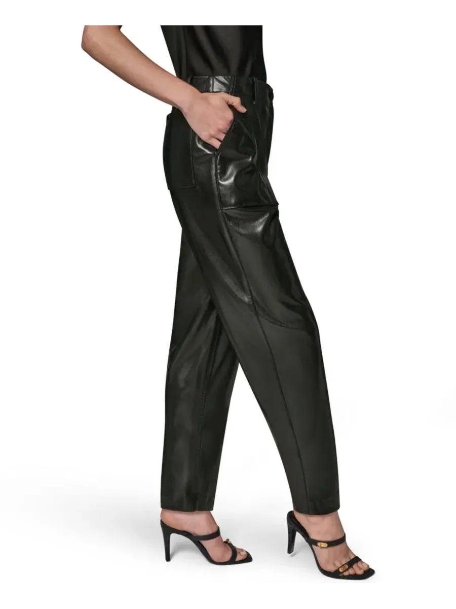 Брюки из полиуретана с карманами Patch Pockets Donna Karan New York — изображение 3 из 7, черный